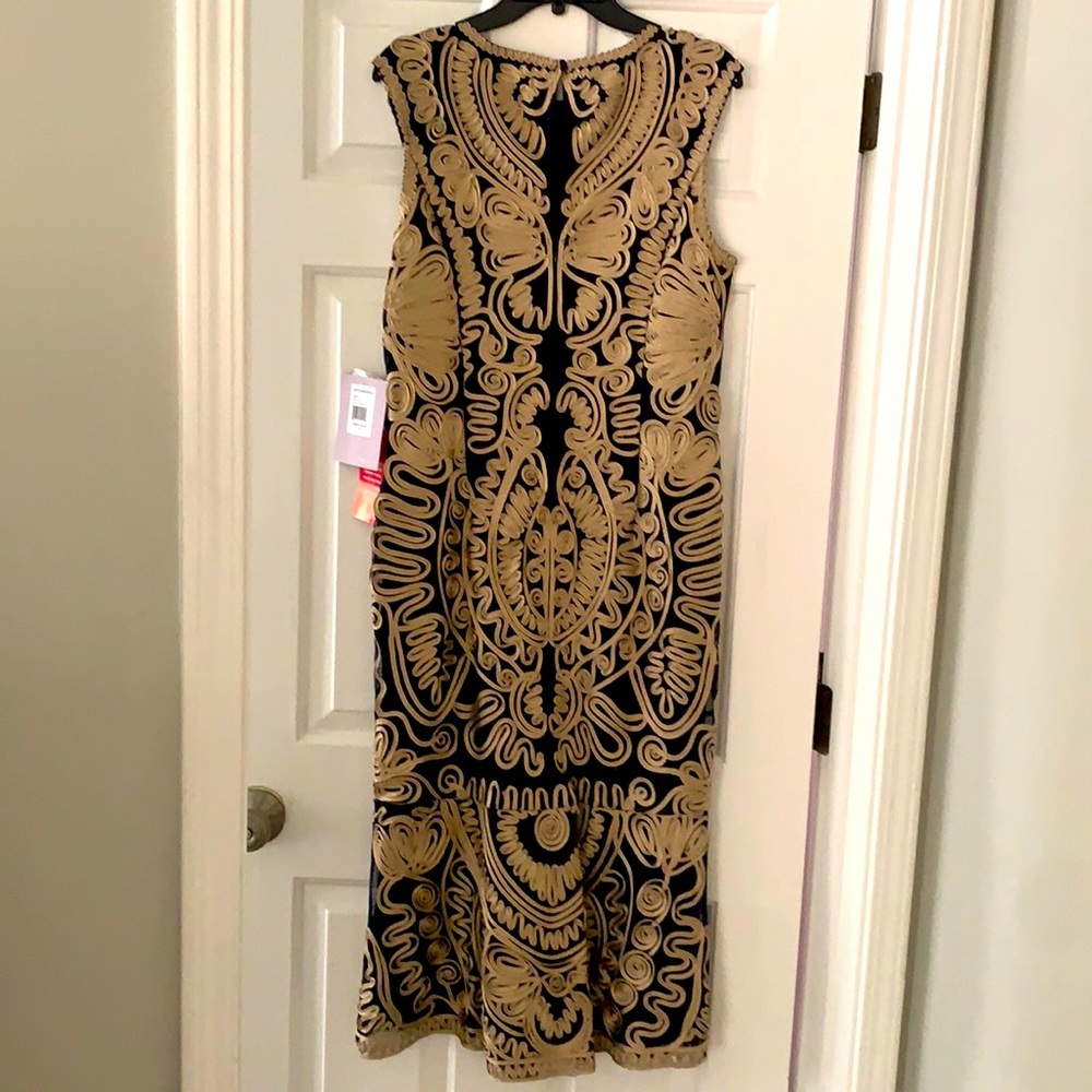 JS Collection Soutache Embroidered Dress Navy/Gold